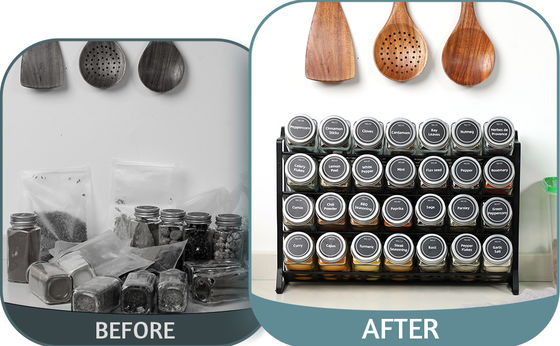 4 lagen draad ijzeren gaas Spice Jar Rack voor Keuken Organisatie Rack Grootte 30*9.8*23.3cm
