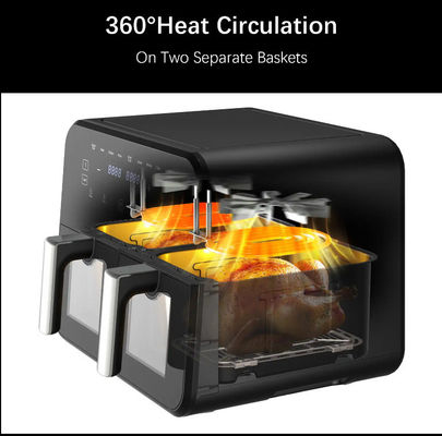 9L touchscreen dubbele luchtfryer elektrische diepfryer smart rack zonder olie huishouden