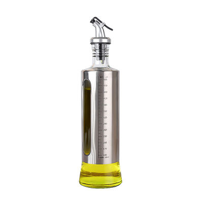 Vlekkeloos staal Dubbelglas Kruidenvat Keuken Olijfolie Sprayfles met schaal