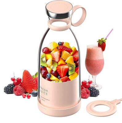 Draagbare oplaadbare USB blender sapper 350ml 4 bladden Roze Mini Electric voor reizen