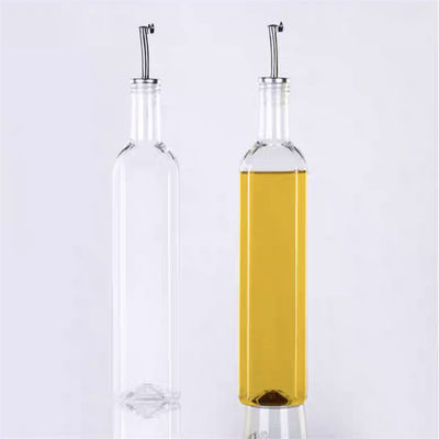 Glas donkergroene keukenolie fles met roestvrij staal spout trechter Vierkante 500ml 2pcs
