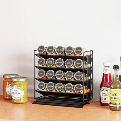 Praktische 4 laag uittrekkelijke kruidenorganisator voor kasten en keukenorganisatie