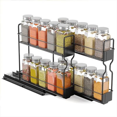 Gepersonaliseerd logo Keuken Spice Fles Potten 2 lagen Slide Storage Rack voor Home Cabinet