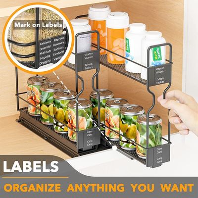 Gepersonaliseerd logo Keuken Spice Fles Potten 2 lagen Slide Storage Rack voor Home Cabinet