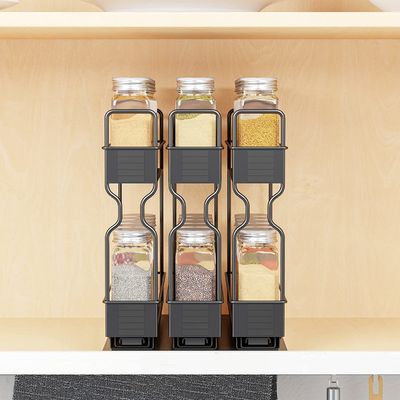 Gepersonaliseerd logo Keuken Spice Fles Potten 2 lagen Slide Storage Rack voor Home Cabinet