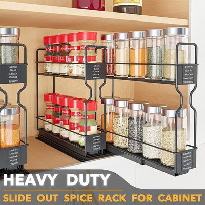 Gepersonaliseerd logo Keuken Spice Fles Potten 2 lagen Slide Storage Rack voor Home Cabinet