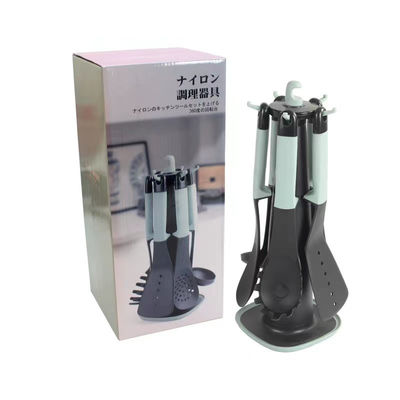Hoogtemperatuur voedselkwaliteit Plastic Spatula Lepel Set Keukengerei 5 stukken met rek