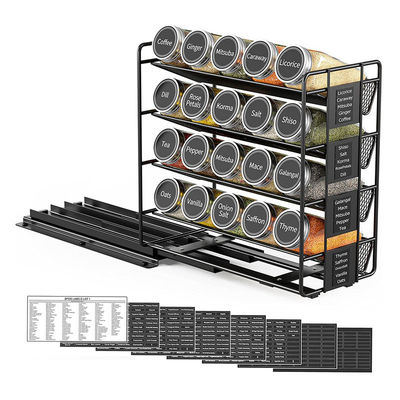 25.6*13*26cm Zwart Keuken Glijbaan Spice Rack Multi-Layer Storage Iron Organizer