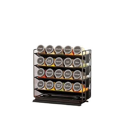 25.6*13*26cm Zwart Keuken Glijbaan Spice Rack Multi-Layer Storage Iron Organizer