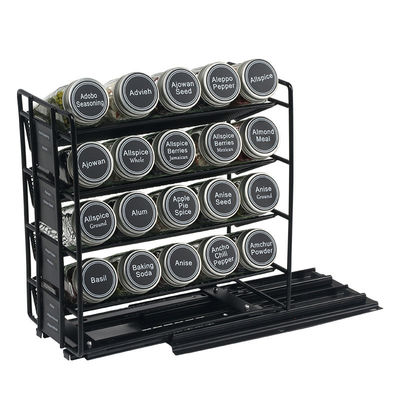 25.6*13*26cm Zwart Keuken Glijbaan Spice Rack Multi-Layer Storage Iron Organizer
