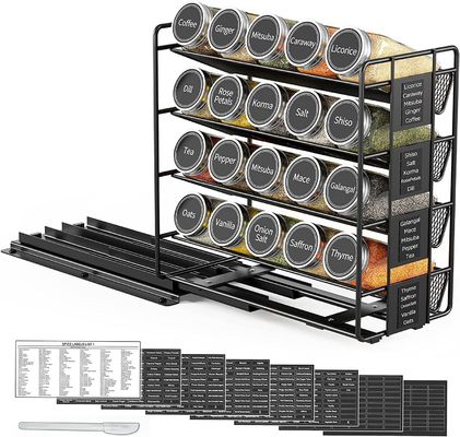 25.6*13*26cm Zwart Keuken Glijbaan Spice Rack Multi-Layer Storage Iron Organizer