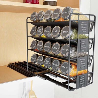 25.6*13*26cm Zwart Keuken Glijbaan Spice Rack Multi-Layer Storage Iron Organizer