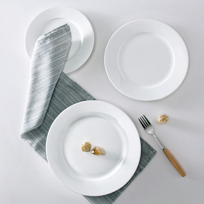Gestookte witte keramische eetplaten voor restaurant Hotel Dinnerware Collectie