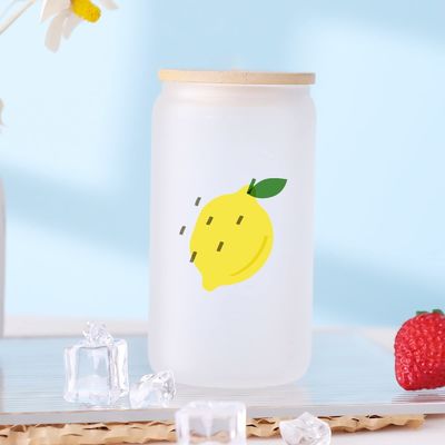 Natuurlijke gezonde 16oz bevroren bierglas met bamboe deksel en stro Het ultieme bar cadeau