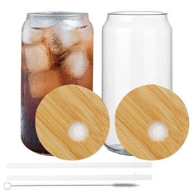 Natuurlijke gezonde 16oz bevroren bierglas met bamboe deksel en stro Het ultieme bar cadeau