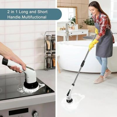 Witte elektrische plastic reinigingsborstel set topverkopende spin scrubber voor diep reiniging