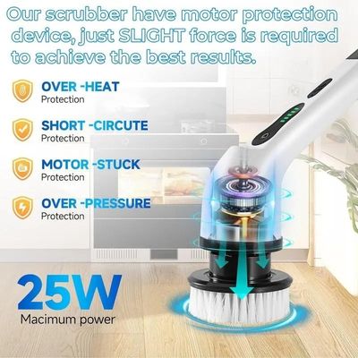 Witte elektrische plastic reinigingsborstel set topverkopende spin scrubber voor diep reiniging