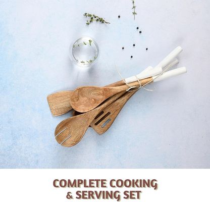 5 stukken Acacia Hout Keuken Kook Set Lepel Spatula Vork Slotted Turner Hoek Lepel
