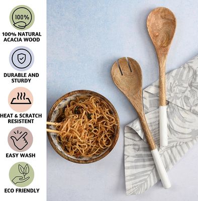 5 stukken Acacia Hout Keuken Kook Set Lepel Spatula Vork Slotted Turner Hoek Lepel