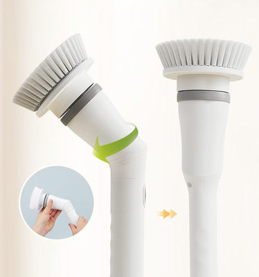 Elektrische badkamerspin scrubber met verstelbare verlenging en draadloze witte reinigingsborstel