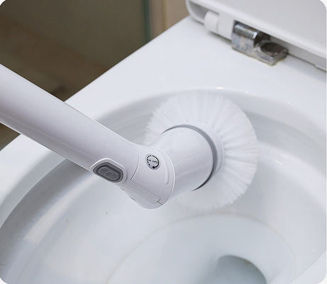Elektrische badkamerspin scrubber met verstelbare verlenging en draadloze witte reinigingsborstel