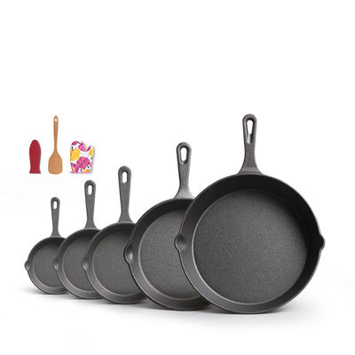 Gietijzeren bakpan 9-30 cm voorgevoerde schotel voor zowel binnen als buiten koken