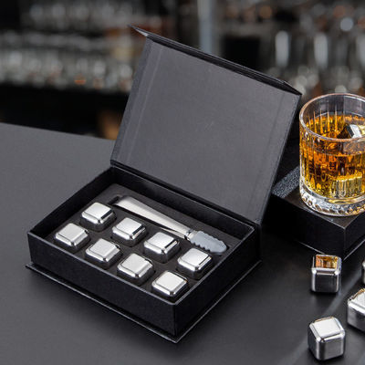 Ontwerp Whiskey Ice Stone Set 8 PCS Edelstaal Cubes Met Tong En EVA Gift Box