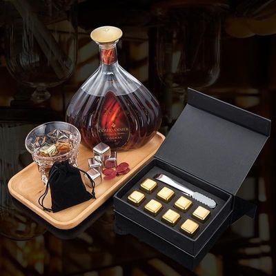 Ontwerp Whiskey Ice Stone Set 8 PCS Edelstaal Cubes Met Tong En EVA Gift Box