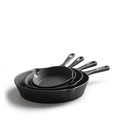Gietijzeren bakpan 9-30 cm voorgevoerde schotel voor zowel binnen als buiten koken