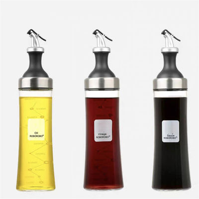 Huishoudelijke hoge borosilicaat glazen oliepot met gebogen afvoer en oliecontrolemeter