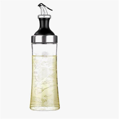 Huishoudelijke hoge borosilicaat glazen oliepot met gebogen afvoer en oliecontrolemeter
