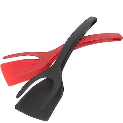 2 in 1 Spatula Tong voor kookgereedschap Zwart ei Flipper Tong pannenkoek vis Frans geroosterd