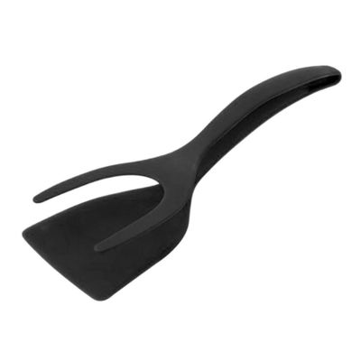 2 in 1 Spatula Tong voor kookgereedschap Zwart ei Flipper Tong pannenkoek vis Frans geroosterd