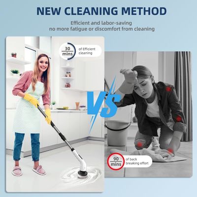 9 Verwisselbare koppen Draadloze badkuip Power Scrubber voor huishoudelijke schoonmaakborstel