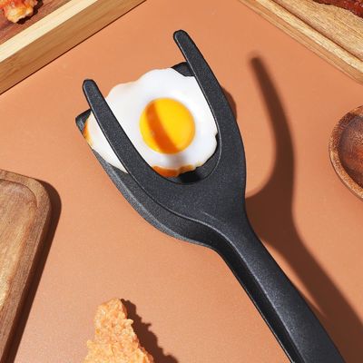2 in 1 Spatula Tong voor kookgereedschap Zwart ei Flipper Tong pannenkoek vis Frans geroosterd
