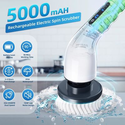 9 Verwisselbare borstelkoppen Elektrische spinschrobber met verstelbaar afneembare handvat