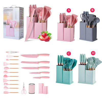 Silicone keukengereedschappen set 19 stuks Kookgereedschap met houten handvat accessoires