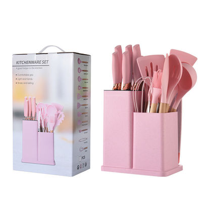 Silicone keukengereedschappen set 19 stuks Kookgereedschap met houten handvat accessoires