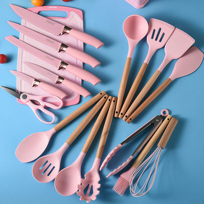 Silicone keukengereedschappen set 19 stuks Kookgereedschap met houten handvat accessoires