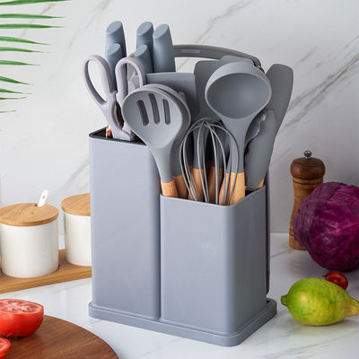 Silicone keukengereedschappen set 19 stuks Kookgereedschap met houten handvat accessoires
