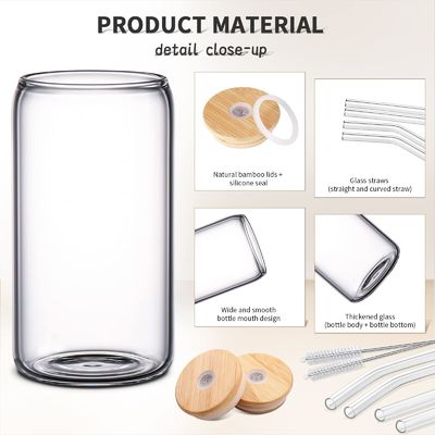 Feestgelegenheid Morden Luxe 16oz Clear Glass Mason Jug met bamboe deksel en stro