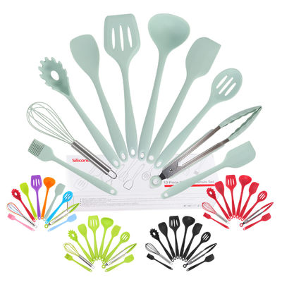 Groene siliconen ondersteuning voor het koken bij hoge temperatuur in Nonstick 10 stuks keukengereedschapset