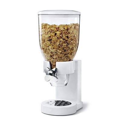 Dubbele kant rechtopstaande plastic voedselpotten 2L Dubbele beker Cereal Dispenser Droog voedsel Dispenser