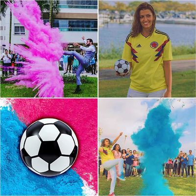 Baby Boy Girl Shower Party Voorzieningen Gelijk onthullen Voetbalbal met blauw en roze poeder