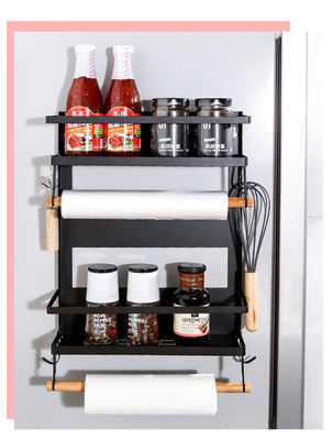 4 Tier Magnetische koelkastorganisator voor Keukenpapier Handdoekhouder 5 Haakjes en 2.6KG Capaciteit