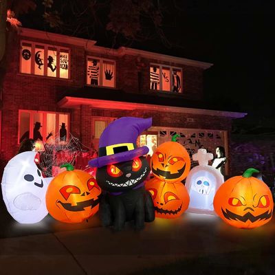 Plastic Halloween opblaasbare pompoen grafsteen pompoenen met LED's Perfect voor Halloween