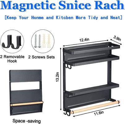 Verpakkingsrakken Metalen koelkastplank Magnetische specerijenplank Organisator voor koelkast
