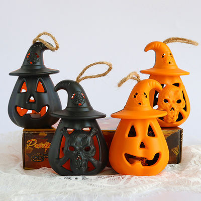 Halloween Decoraties LED pompoen Kaarshouder Nachtlichten Kaarslamp Ornamenten 8*12cm