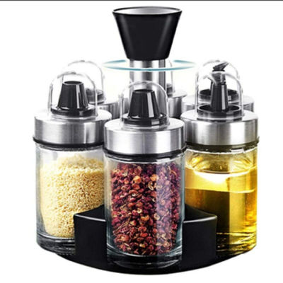 1.5 kg olie azijn dispenser set met 360 draaiende houder en roestvrijstalen flessen
