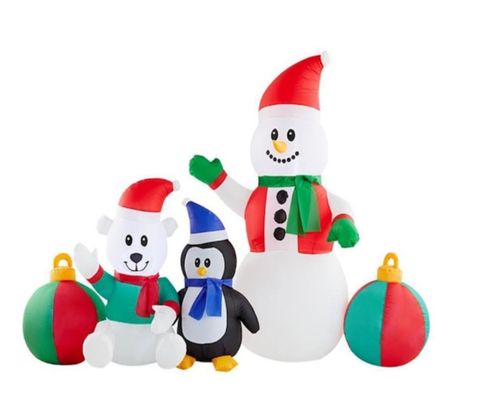 Buiten kerst verlicht kerstmoer sleigh boog met sneeuwman peperkoek boom opblaasbare toestellen